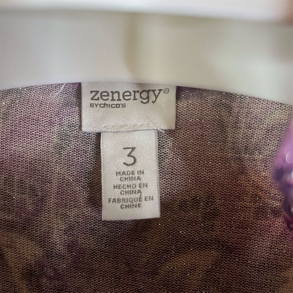 Chico's Zenergy Women's Paisley Print Jacket Size Large (16-18) Boho Full Zip - Picture 7 of 9
